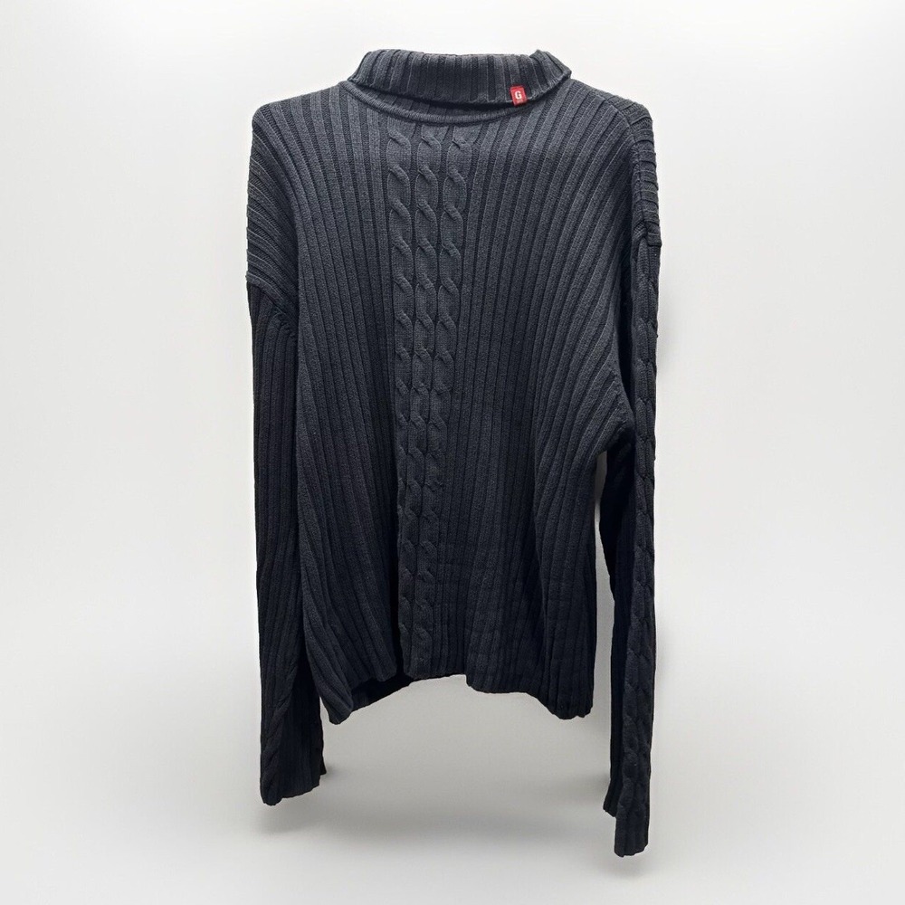 Vintage Guess Sweater‎ Mens Sz 2XL Black Cable Knit Fisherman Heavyweight Grunge
